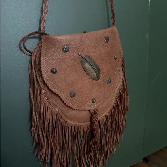 Brown Fringe Leather Boho Bag - Picture 1 of 7